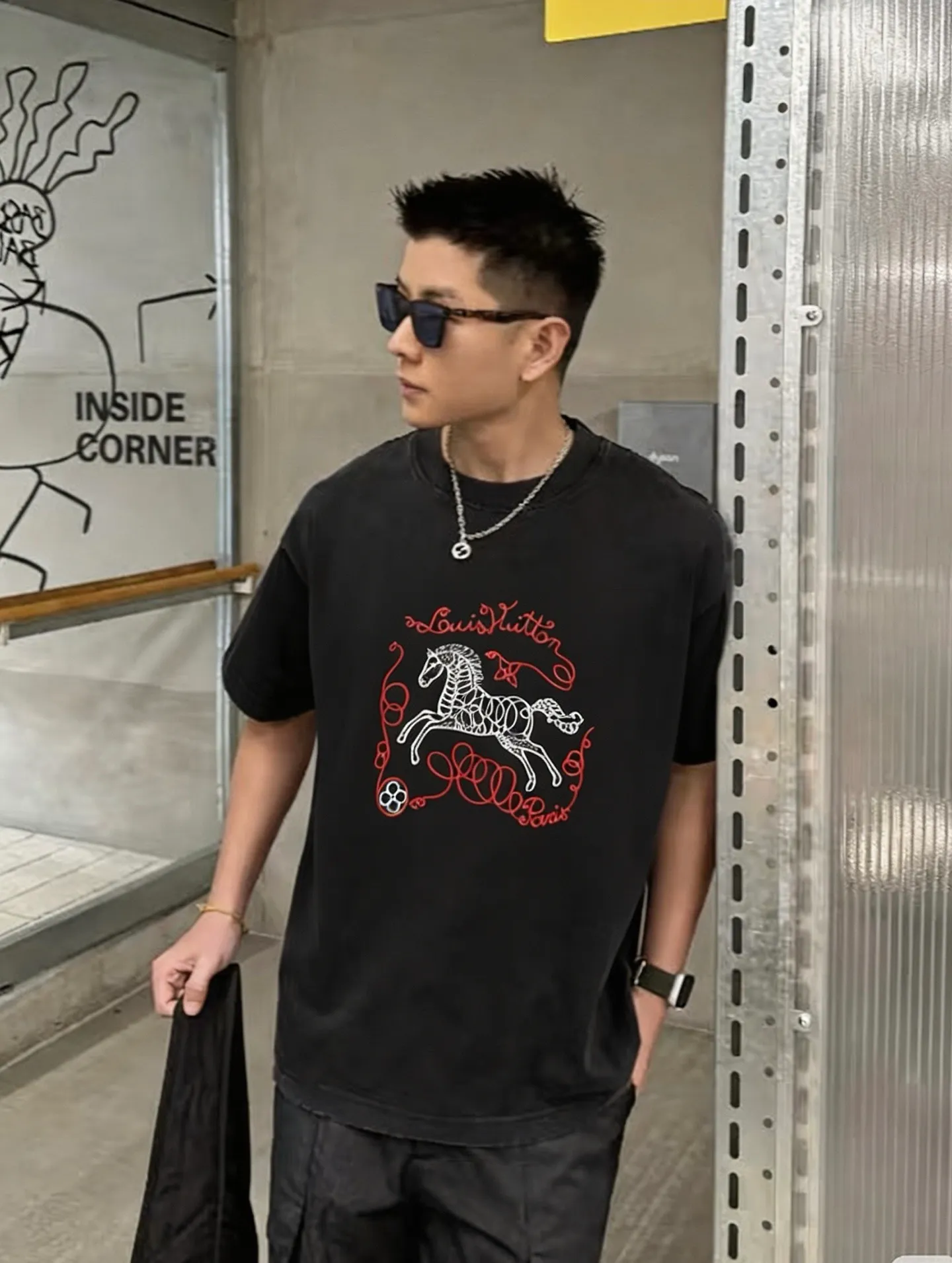 Louis Vuitton/Louis Vuitton Year of the Horse Limited Edition Galloping Horse Embroidered Short Sleeves